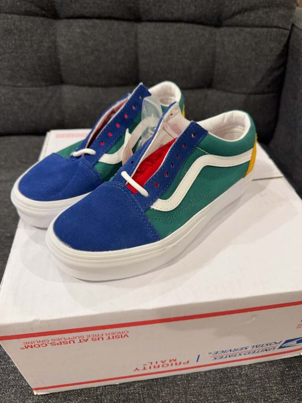Vans Old Skool Multi-Color Suede Canvas Sneakers Size 4.0 Men / 5.5 Women
